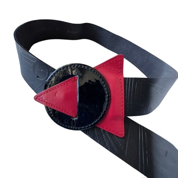Vintage 80s That’s Me! Memphis Group Style Geometric Leather Belt size Medium main image 9
